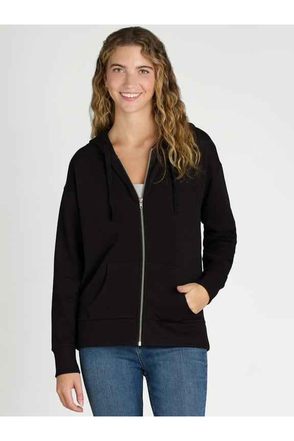 Women's and Women's Plus Zip Up Fleece Jacket with Hood, Sizes XS-4X