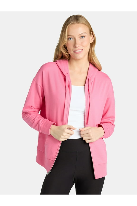 Women's and Women's Plus Zip Up Fleece Jacket with Hood, Sizes XS-4X