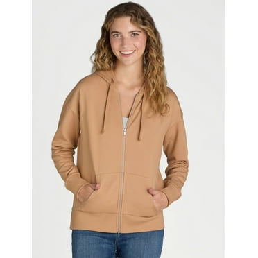 Time and Tru Women's and Women's Plus Zip Up Fleece Jacket with Hood, Sizes XS-4X