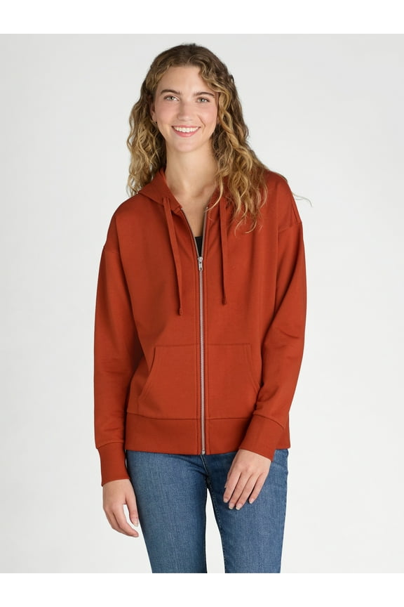 Women's and Women's Plus Zip Up Fleece Jacket with Hood, Sizes XS-4X