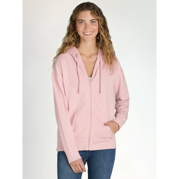 Time and Tru Women's and Women's Plus Zip Up Fleece Jacket with Hood, Sizes XS-4X
