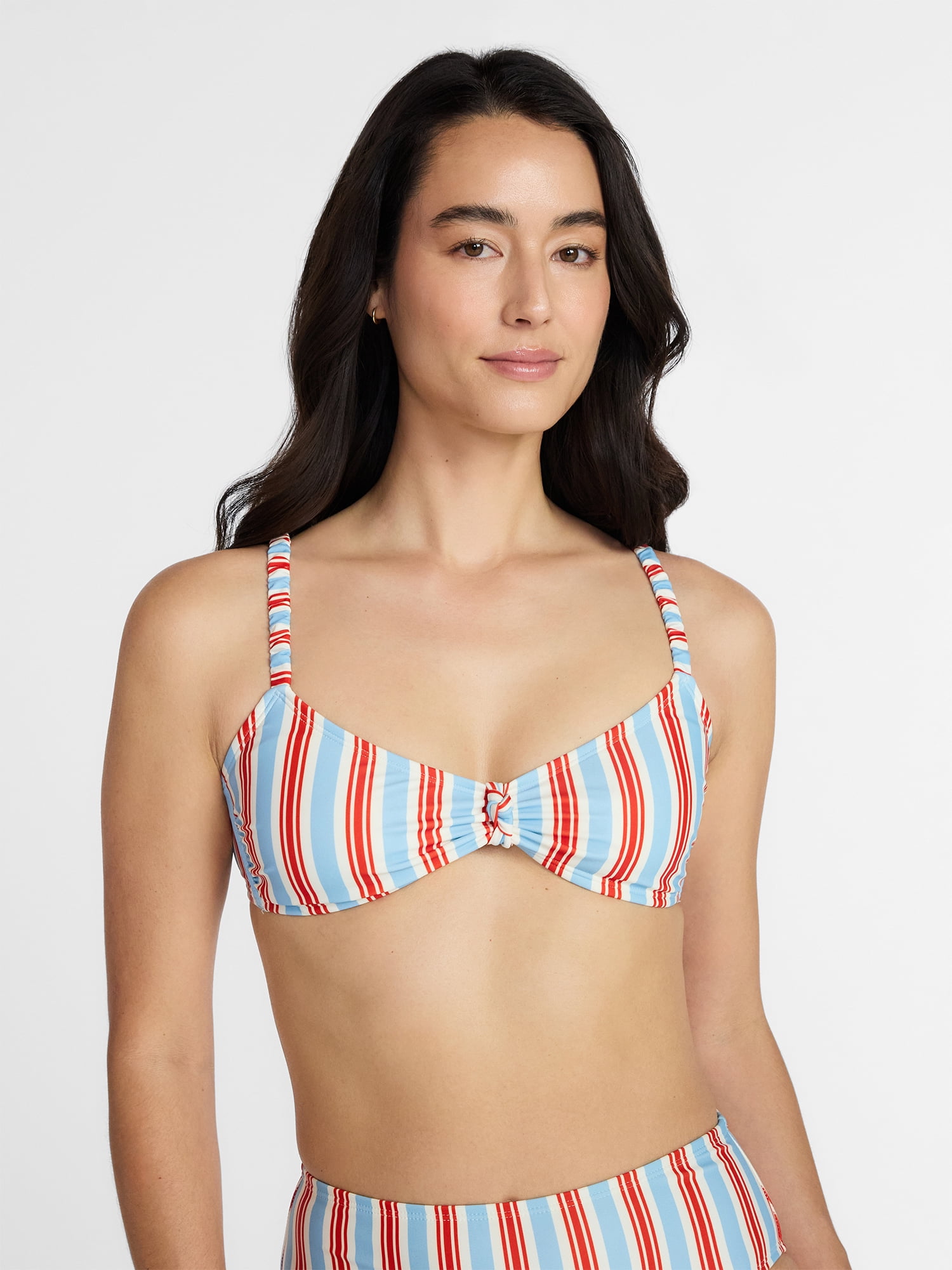 Time and Tru Women's and Women's Plus Knot Front Bralette Bikini Top, Sizes XS-3X