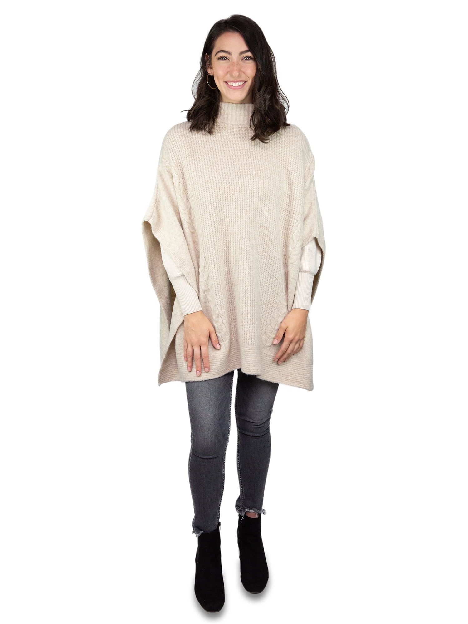 Time and Tru Women's Cable Knit Poncho