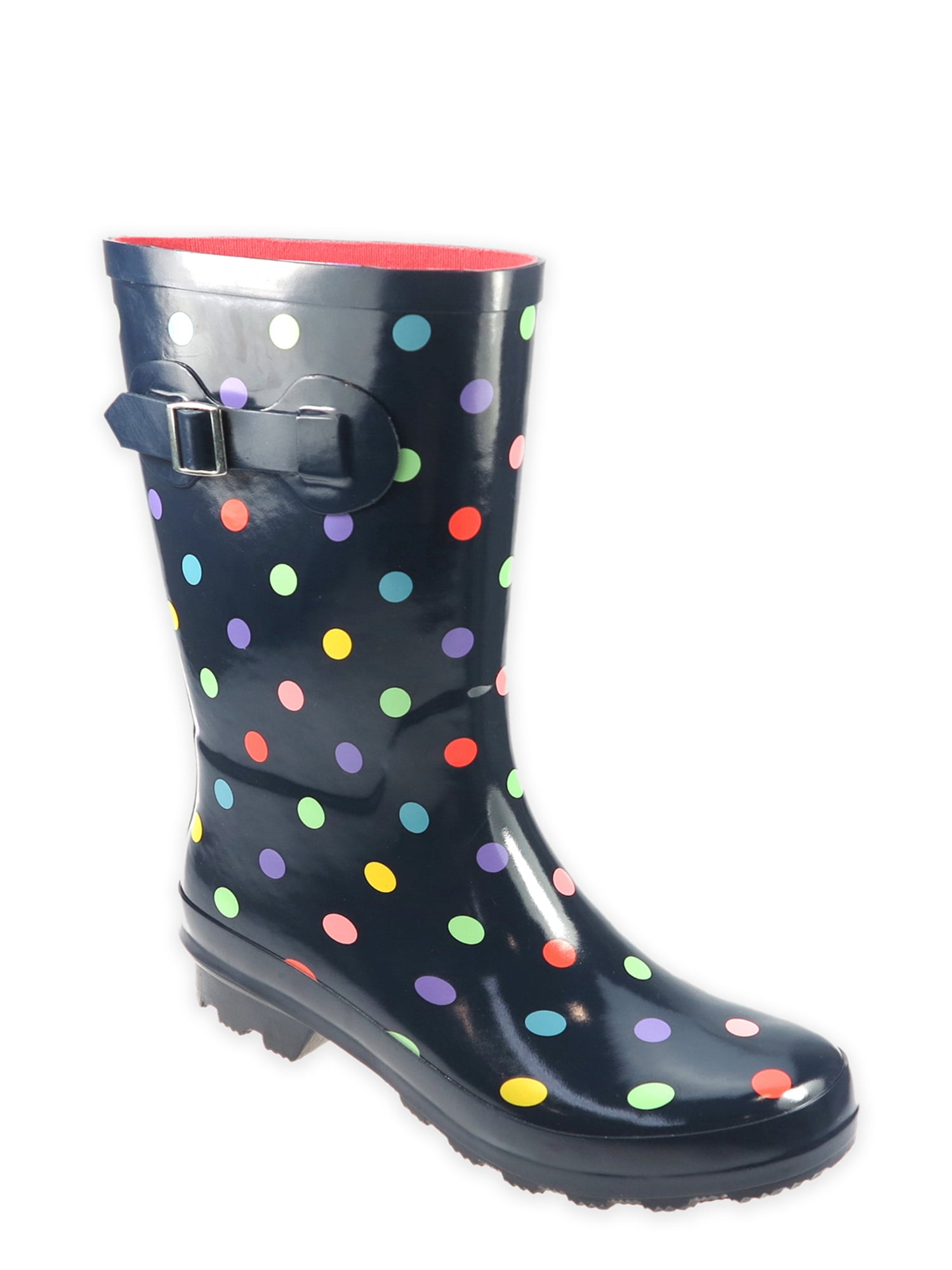 Time and Tru Womens Dots Mid Rain Boots - Walmart.com
