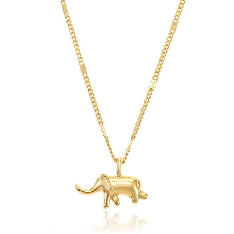 Time and Tru Womens Gold Elephant Charm Pendant Necklace Set 1 Piece