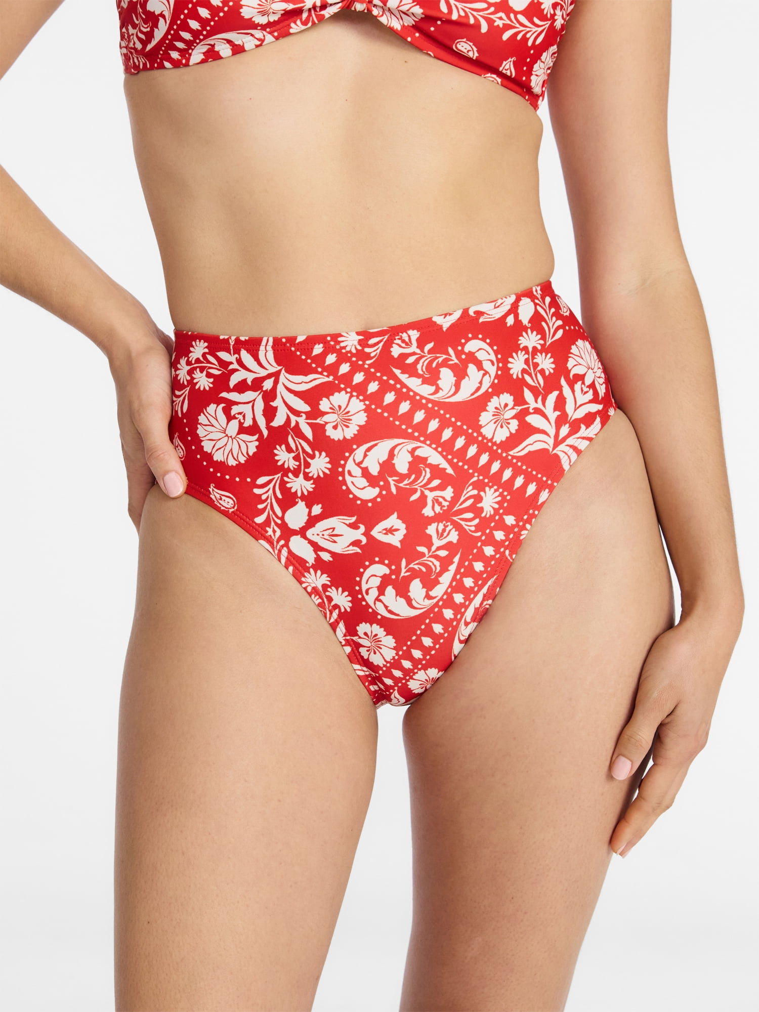 Time and Tru Women's and Women's Plus High Waisted Bikini Bottoms, Sizes XS-3X