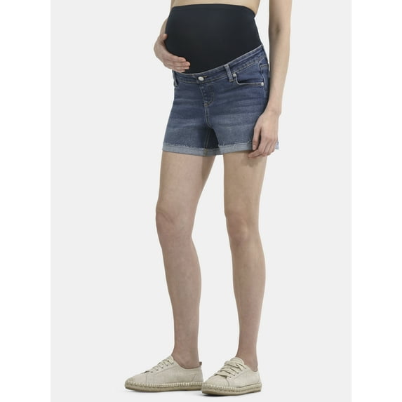 Time and Tru Women's Maternity Roll Cuff Shorts, Sizes S-XXL