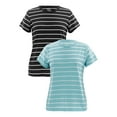 thumbnail image 1 of Time and Tru Womens Striped Short Sleeve Slub Crew Neck T-Shirt, 2-Pack, 1 of 13