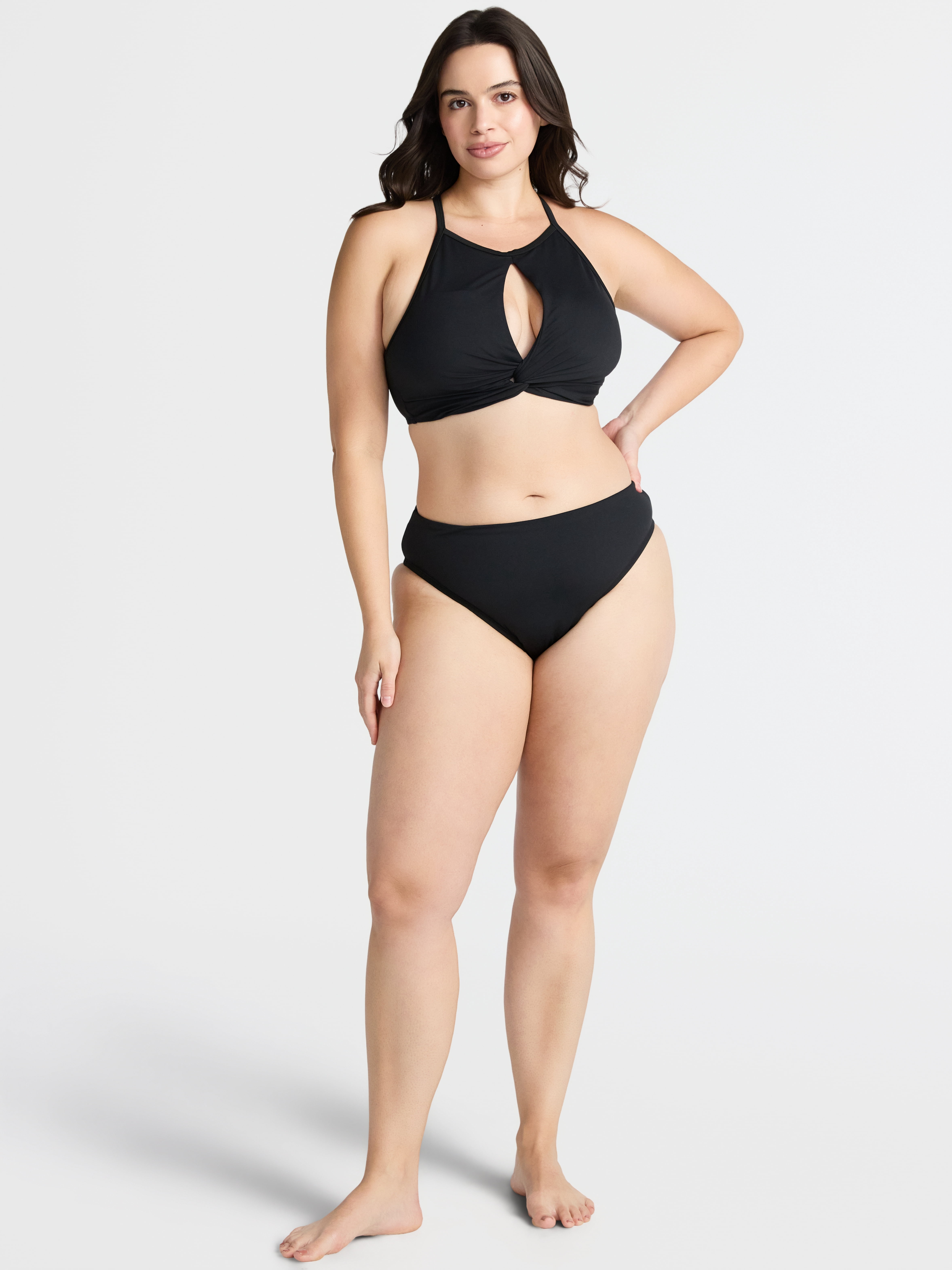 Time and Tru Women's Core High Neck Cutout Bikini Top, Sizes XS - 2X