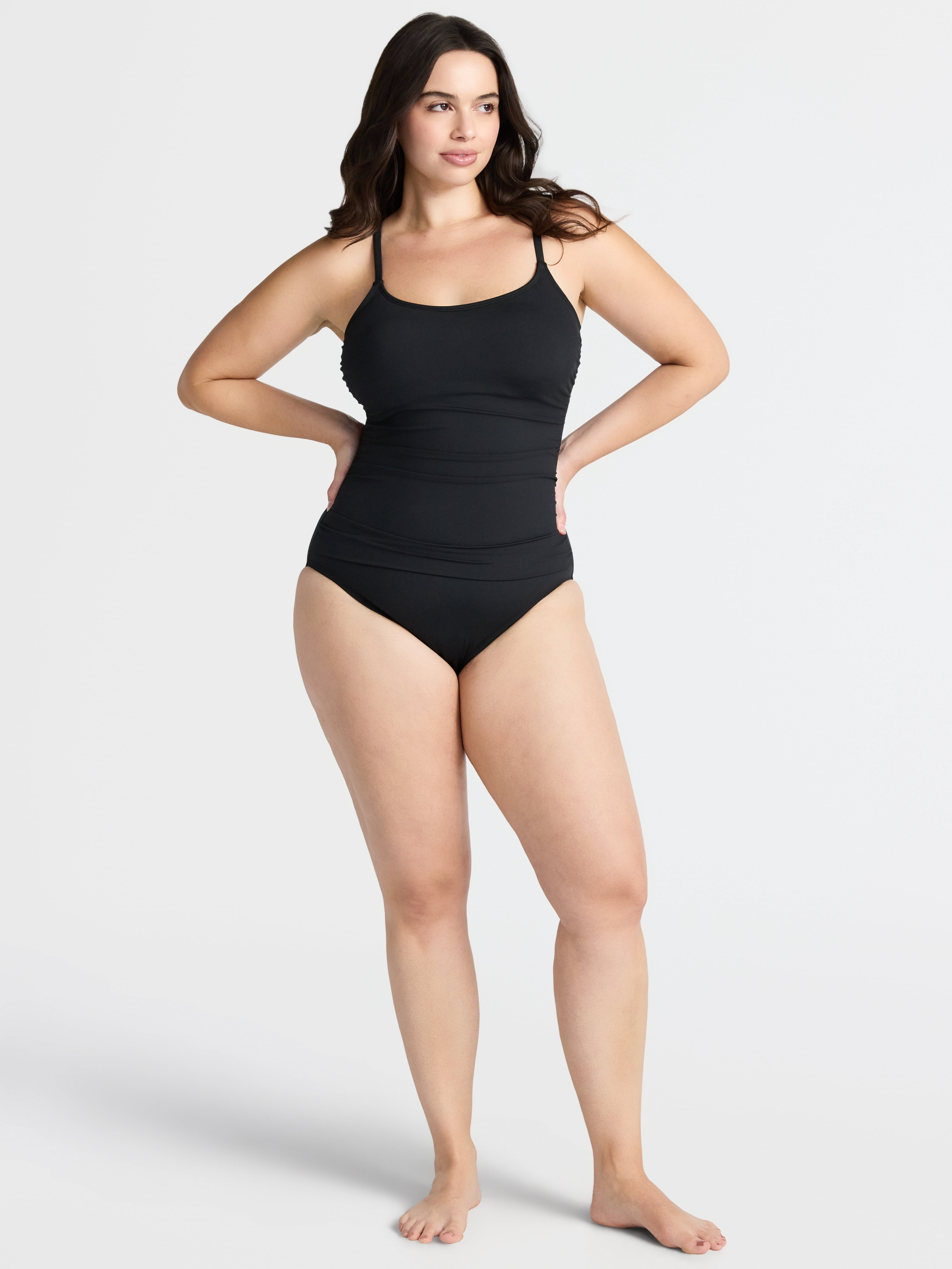 Time and Tru Women’s and Women’s Plus Classic One Piece Swimsuit, Sizes XS-2X