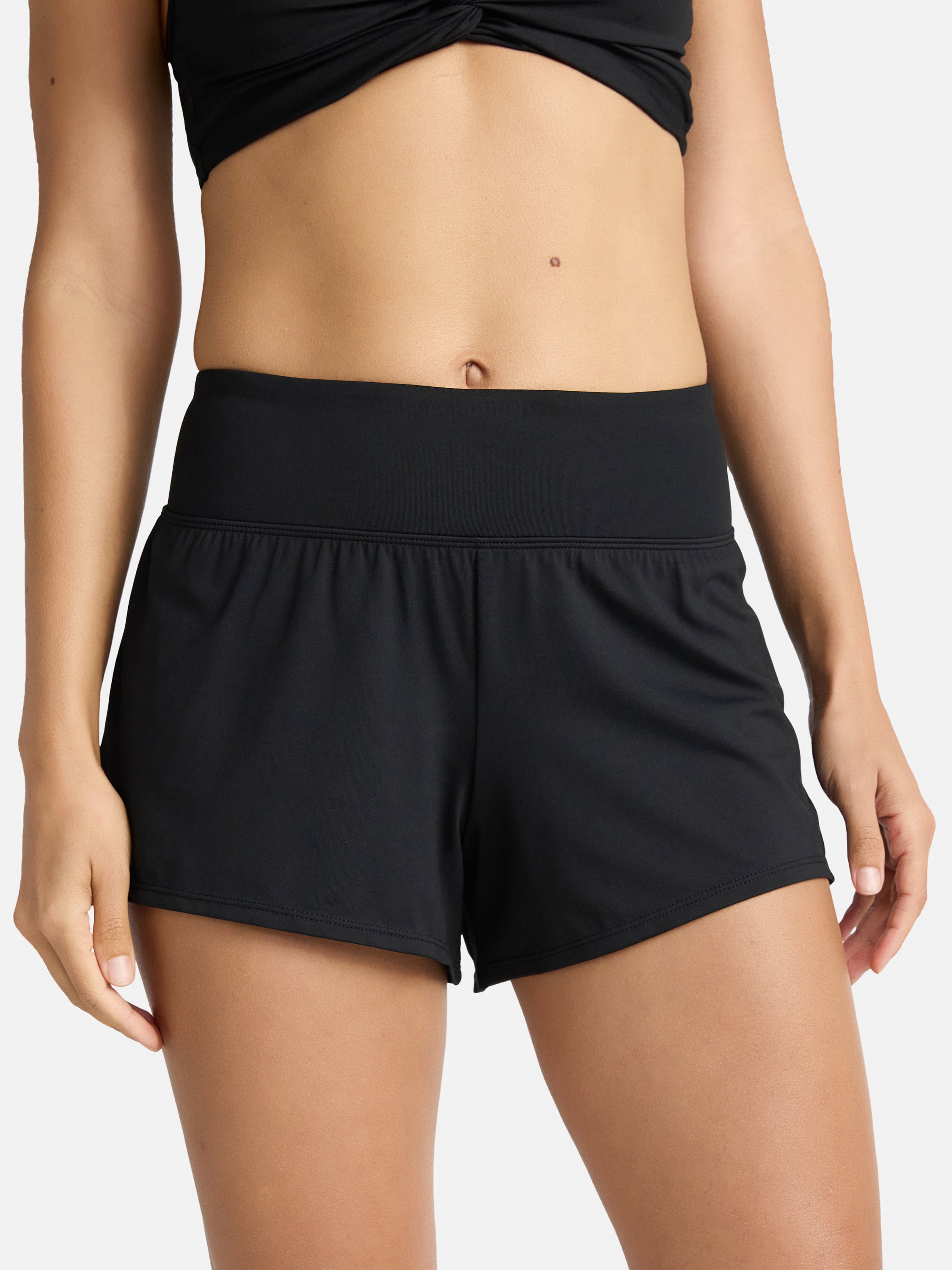 Time and Tru Womens and Plus Core Swim Short with Under Brief, Sizes XS - 2X