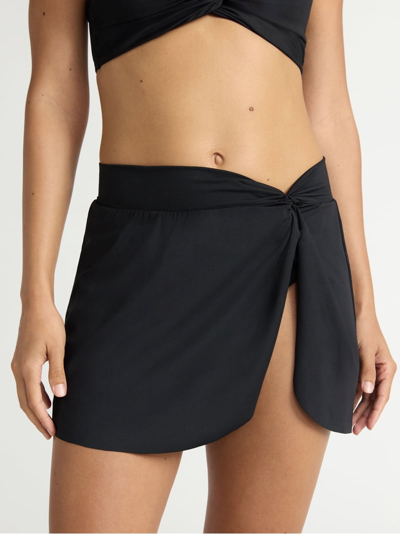 knuthmarf/slit skirt swim wear 水着 Time and Tru Women's Twist Front Swim Skirt with Slit, Sizes XS-2X