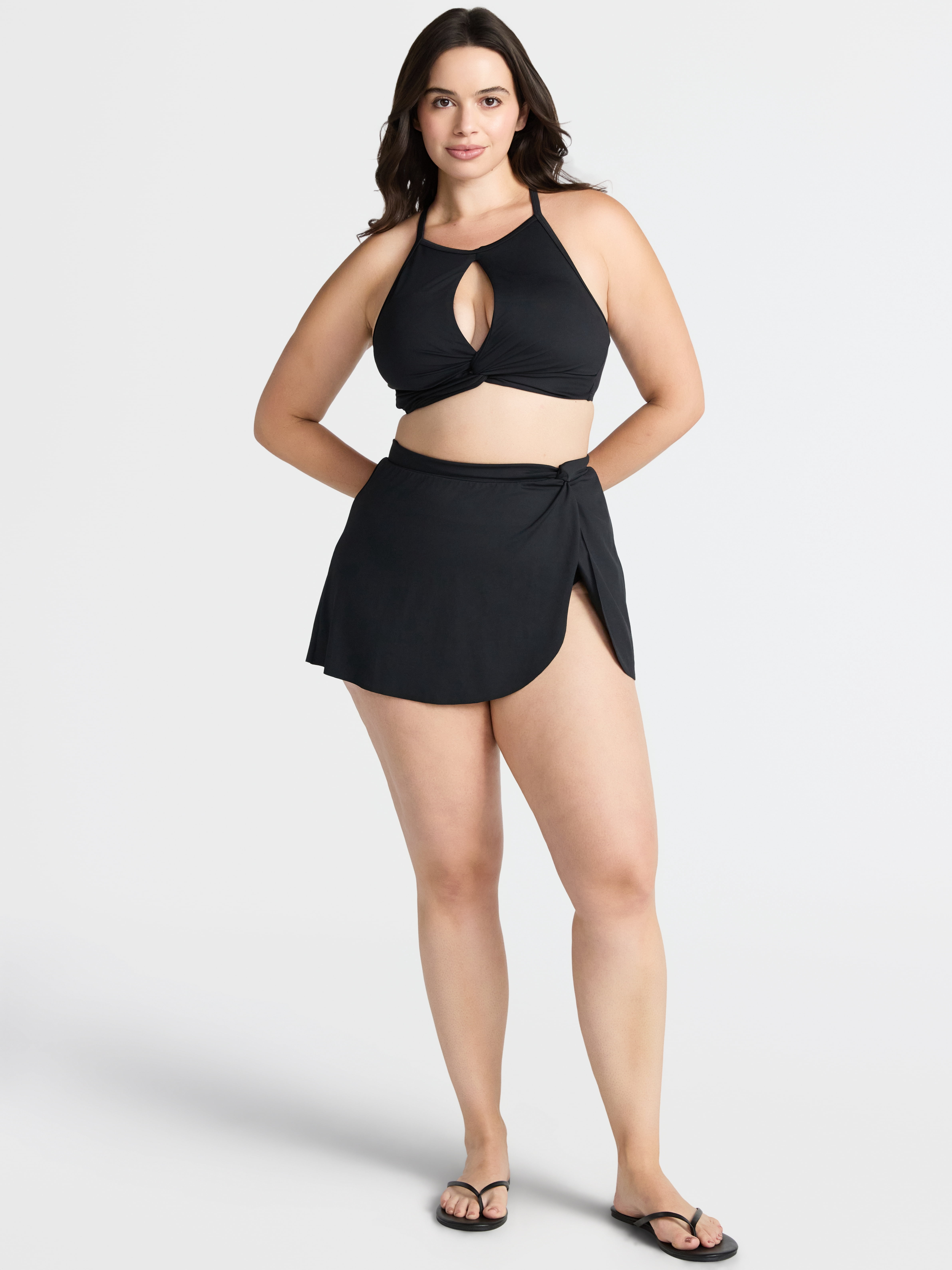 Time and Tru Women’s and Women’s Plus Swim Skirt with Side Slit, Sizes XS-2X