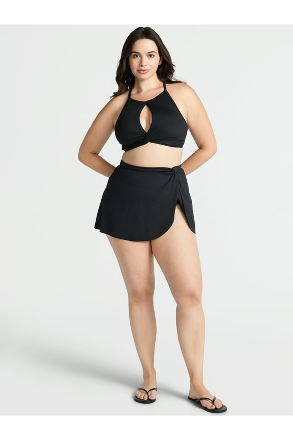 Womens and Womens Plus Swim Skirt with Side Slit, Sizes XS-2X