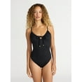 thumbnail image 1 of Time and Tru Women’s and Women’s Plus Tie Front One Piece Swimsuit, Sizes XS-2X, 1 of 5