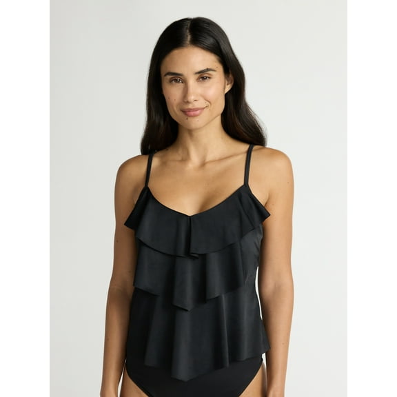 Time and Tru Women's and Women's Plus Tiered Tankini Top, Sizes XS-2X