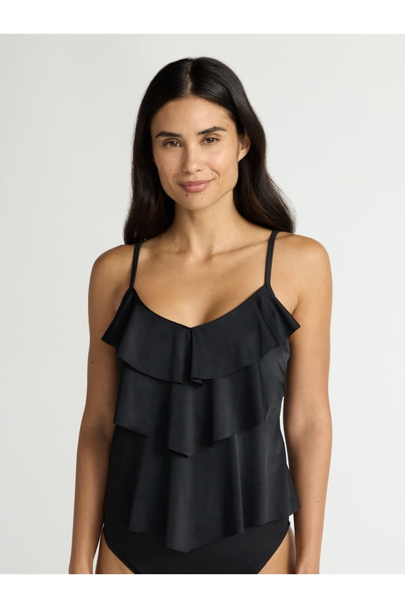 Women's and Women's Plus Tiered Tankini Top, Sizes XS-2X