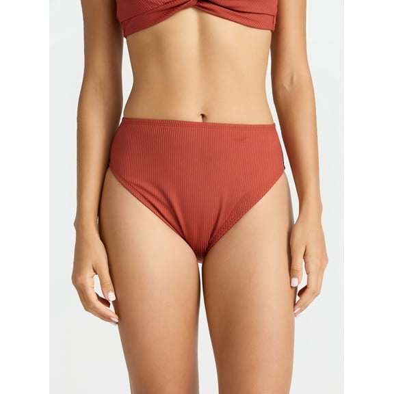 Time and Tru Women’s and Women's Plus Hi Cut High Rise Bikini Bottoms, Sizes XS-2X