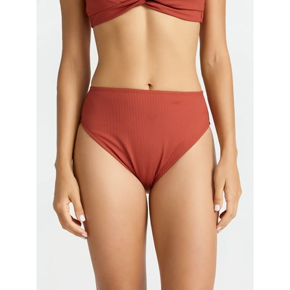 Time and Tru Women’s and Women's Plus Hi Cut High Rise Bikini Bottoms, Sizes XS-2X