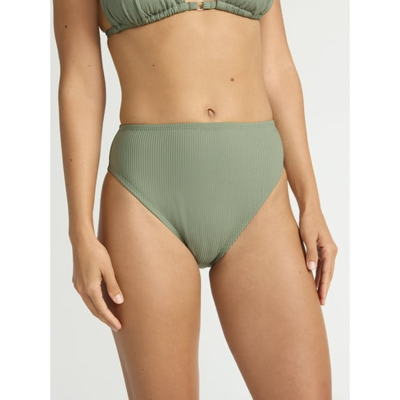 Time and Tru Women’s and Women's Plus Hi Cut High Rise Bikini Bottoms, Sizes XS-2X