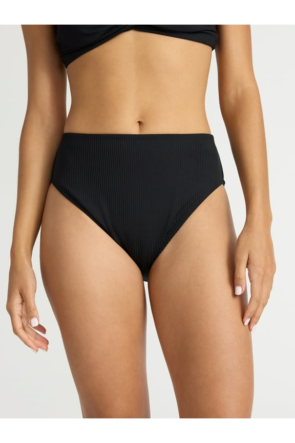 Women’s and Women's Plus Hi Cut High Rise Bikini Bottoms, Sizes XS-2X