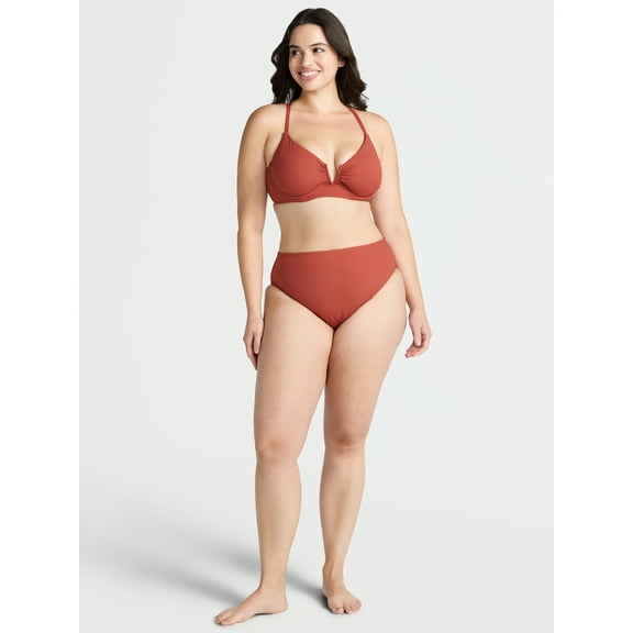 Time and Tru Women’s and Women's Plus Hi Cut High Rise Bikini Bottoms, Sizes XS-2X