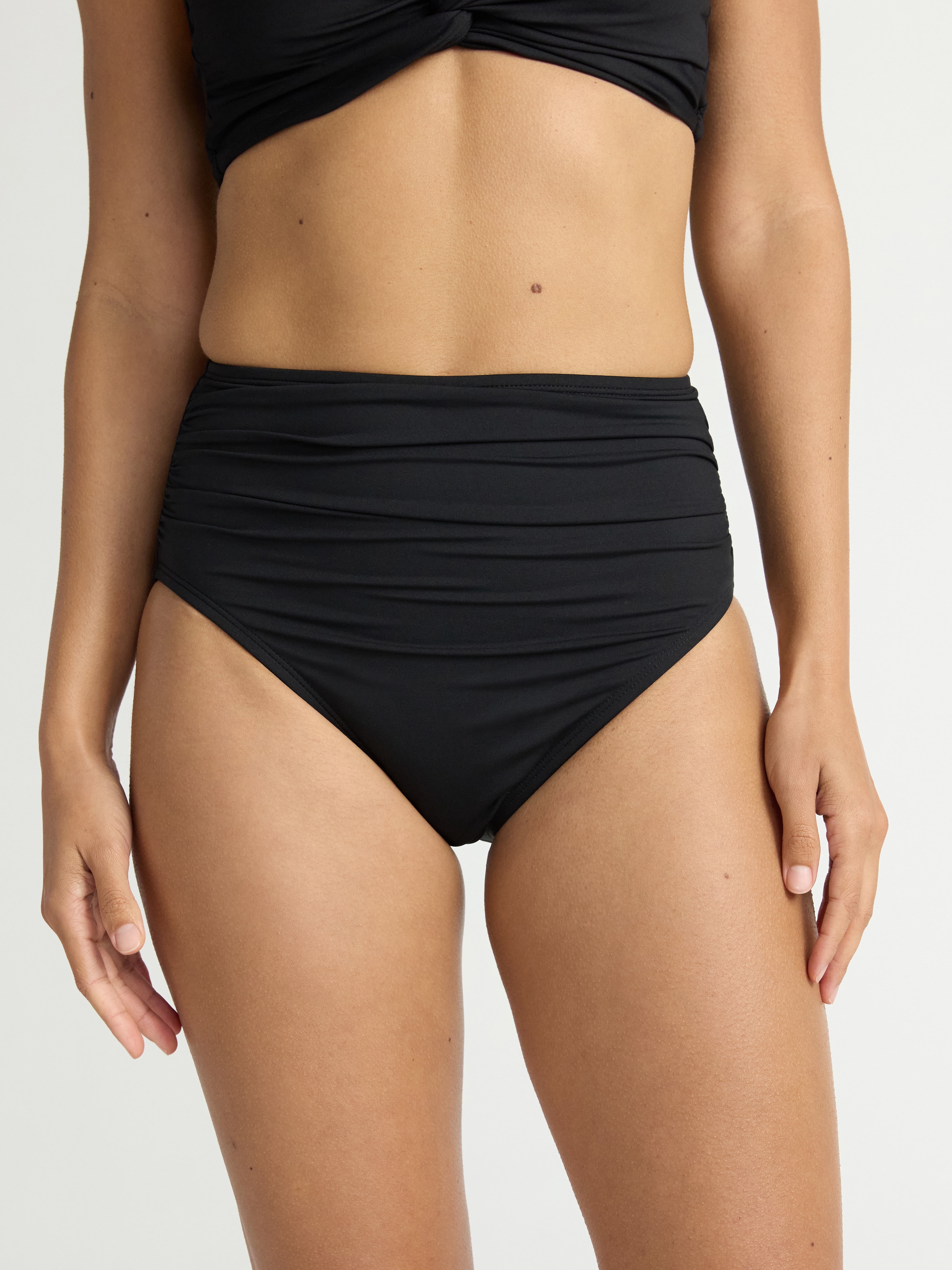 Time and Tru Women’s and Women’s Plus High Waist Shirred Bikini Bottoms, Sizes XS-2X