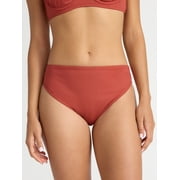Time and Tru Women's High Cut Mid Rise Bikini Bottoms, Sizes XS-2X