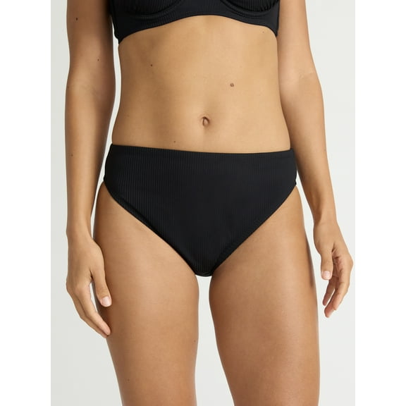 Time and Tru Women’s and Women's Plus Hi Cut Mid Rise Bikini Bottoms, Sizes XS-2X