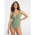 thumbnail image 1 of Time and Tru Women’s and Women’s Plus Ribbed Plunge One Piece Swimsuit, Sizes XS-2X, 1 of 5
