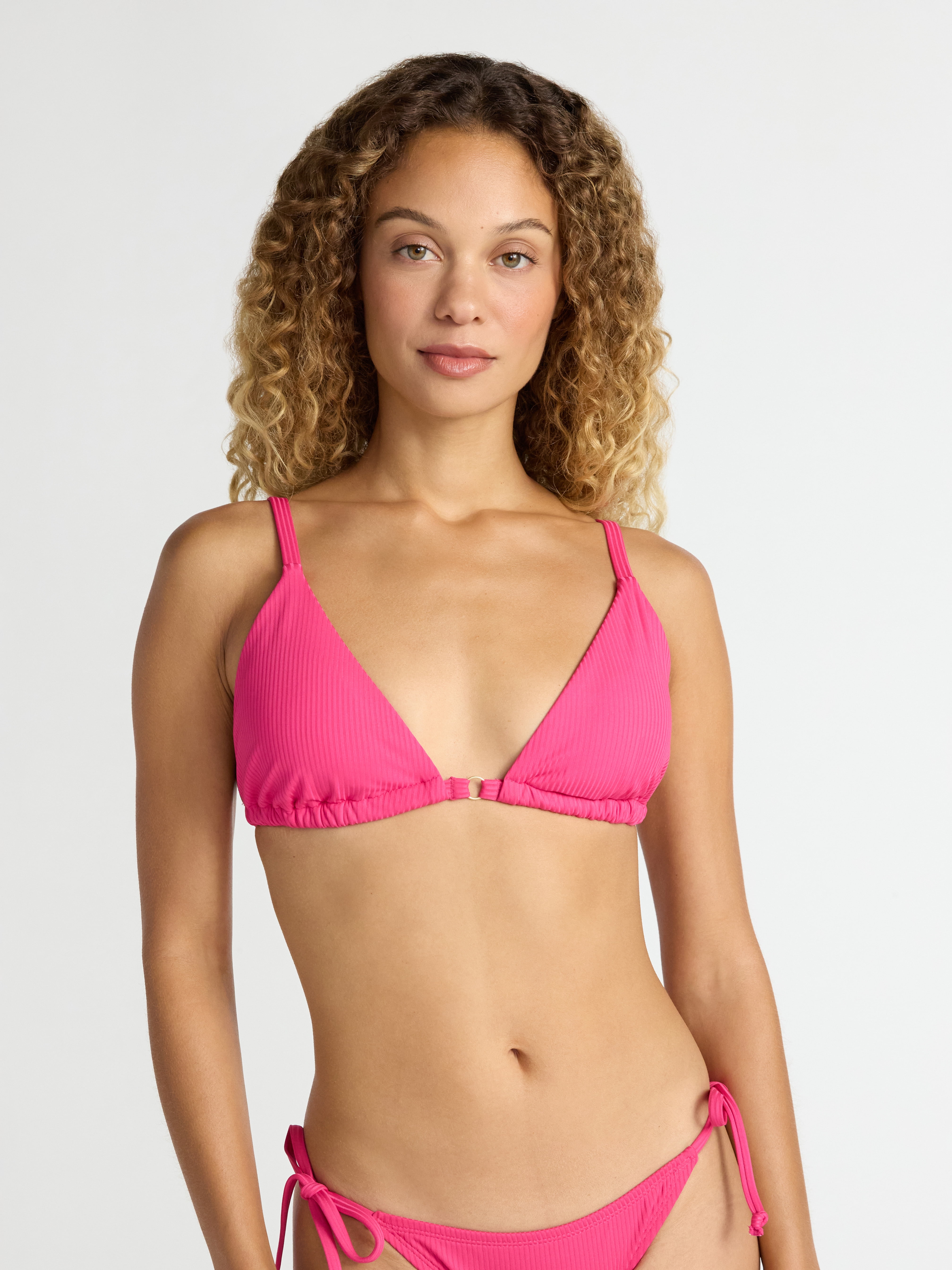 Time and Tru Women's and Women’s Plus Ottoman Rib Triangle Bikini Top, Sizes XS- 2X