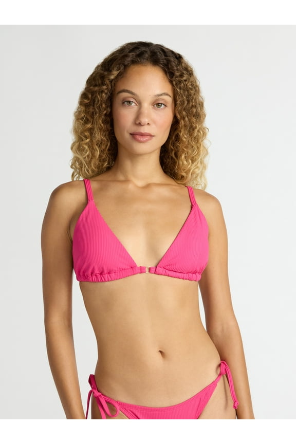 Women's and Women’s Plus Ottoman Rib Triangle Bikini Top, Sizes XS- 2X