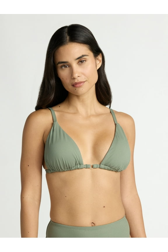 Women's and Women’s Plus Ottoman Rib Triangle Bikini Top, Sizes XS- 2X