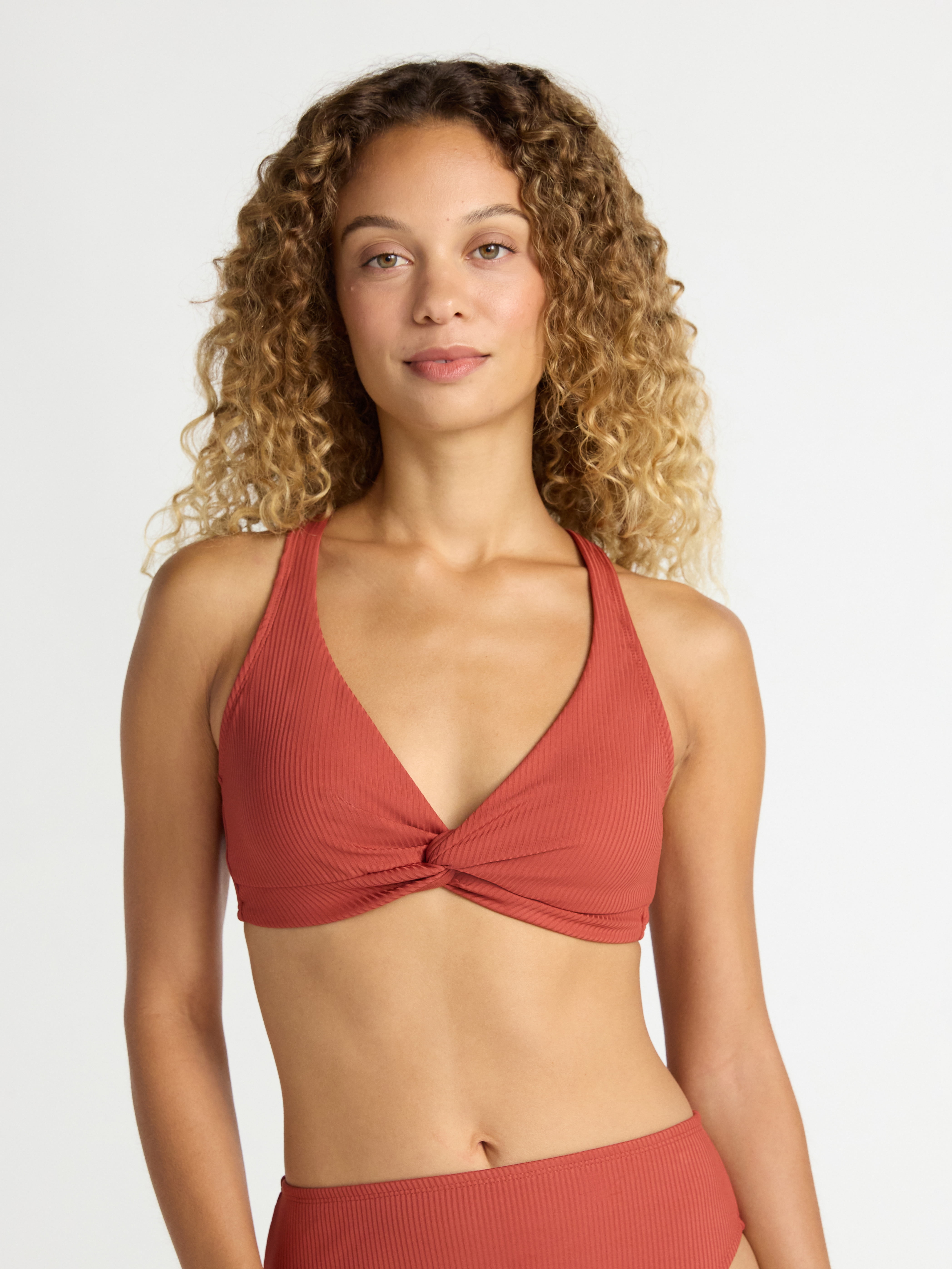 Time and Tru Women's and Women's Plus Ribbed Twist Front Bikini Top, Sizes XS-2X