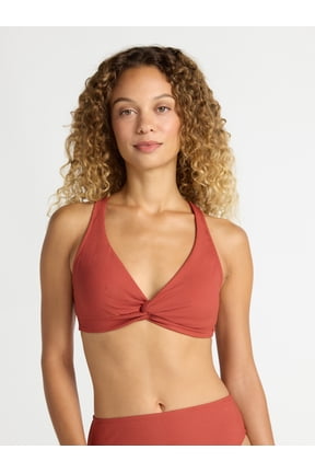 Women's and Women's Plus Ribbed Twist Front Bikini Top, Sizes XS-2X