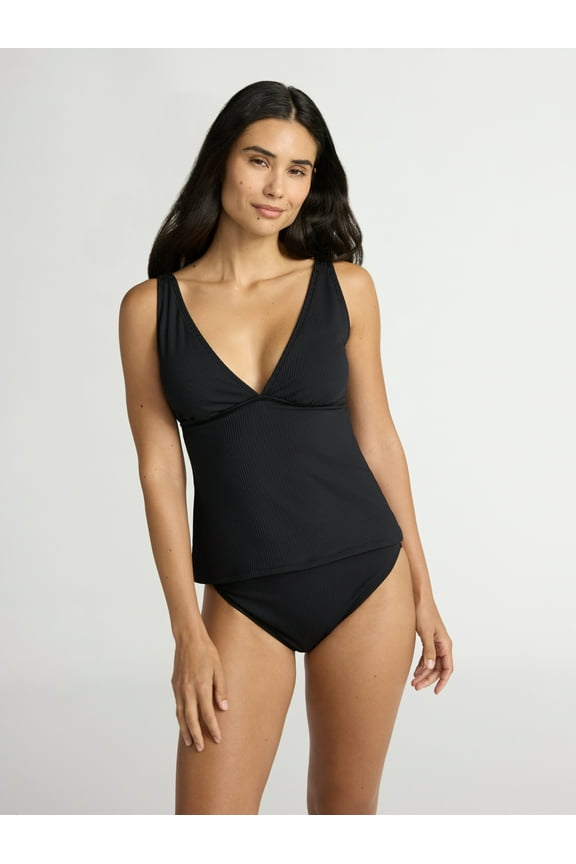 Women's and Women’s Plus V Neck Tankini Top, Sizes XS-2X