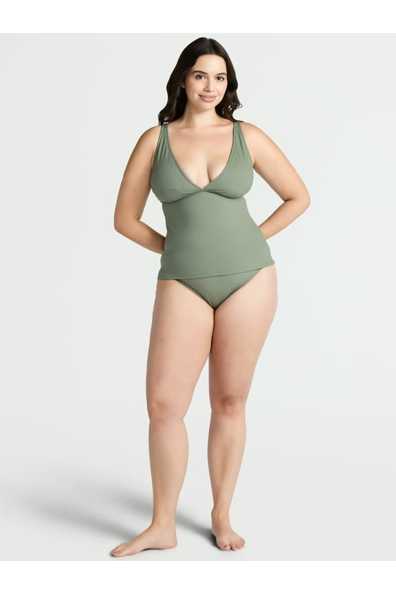 Women’s and Women’s Plus V Neck Tankini Top, Sizes XS-2X