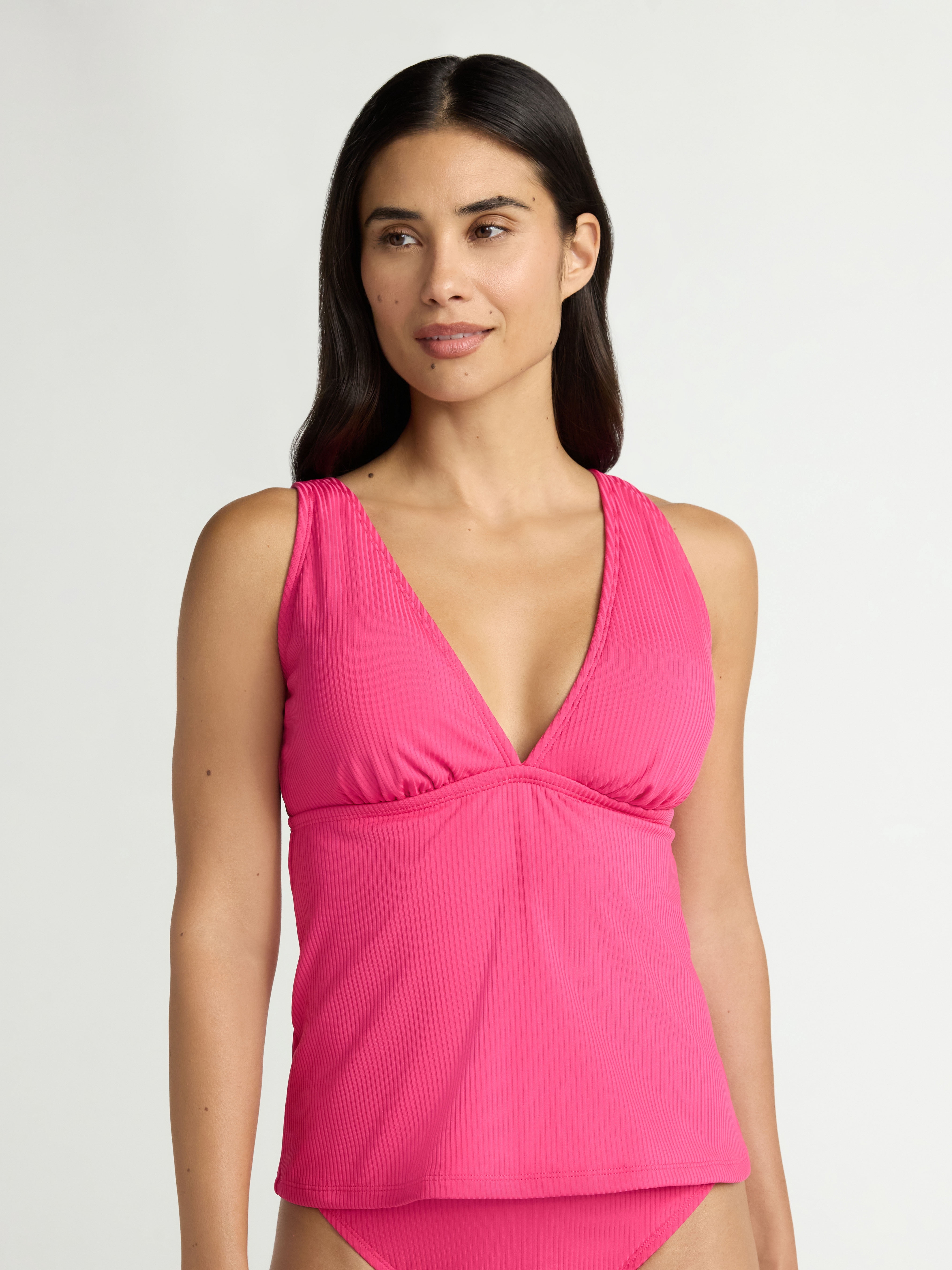 Time and Tru Women's and Women’s Plus V Neck Tankini Top, Sizes XS-2X