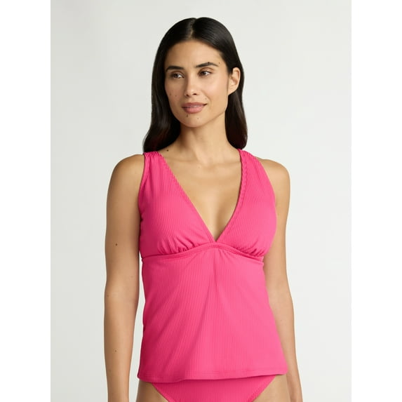 Time and Tru Women's and Women’s Plus V Neck Tankini Top, Sizes XS-2X