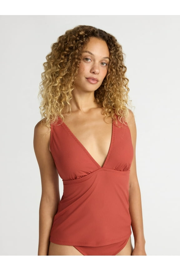 Women’s and Women’s Plus V Neck Tankini Top, Sizes XS-2X