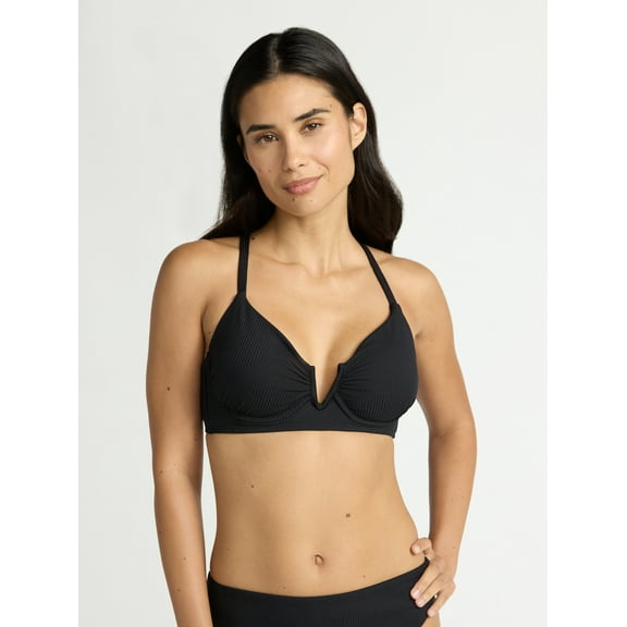 Time and Tru Women's and Women's Plus V Wire Underwire Bikini Top, Sizes XS-2X