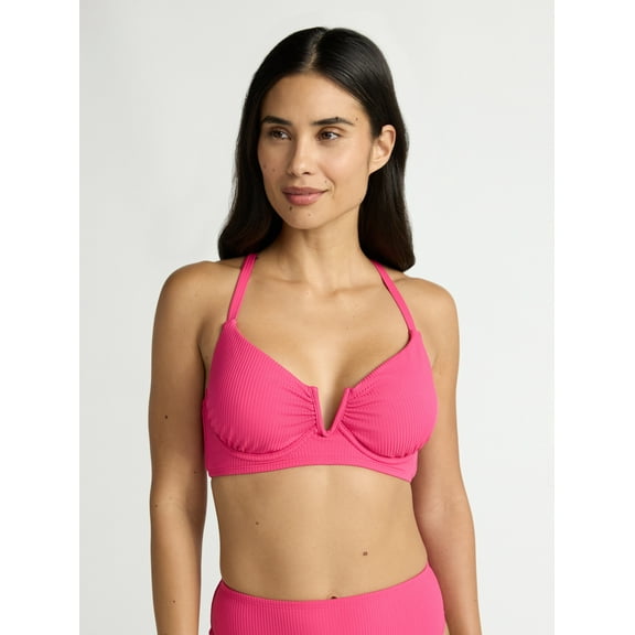 Time and Tru Women's and Women's Plus V Wire Underwire Bikini Top, Sizes XS-2X