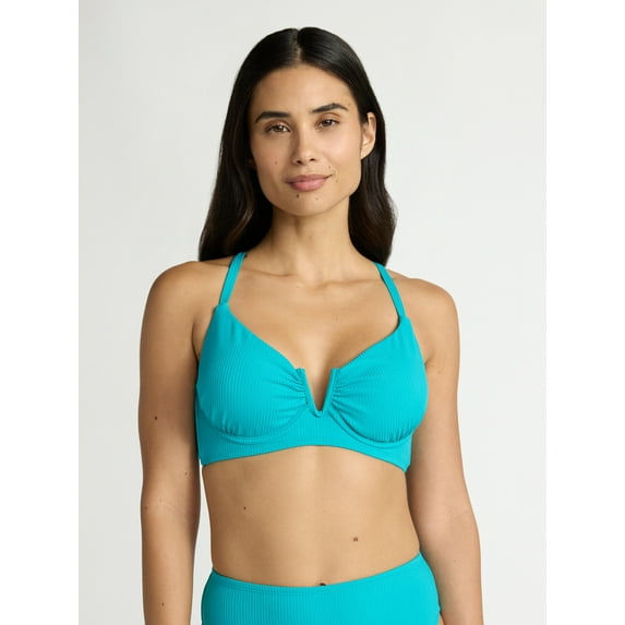 Time and Tru Women's and Women's Plus V Wire Underwire Bikini Top, Sizes XS-2X