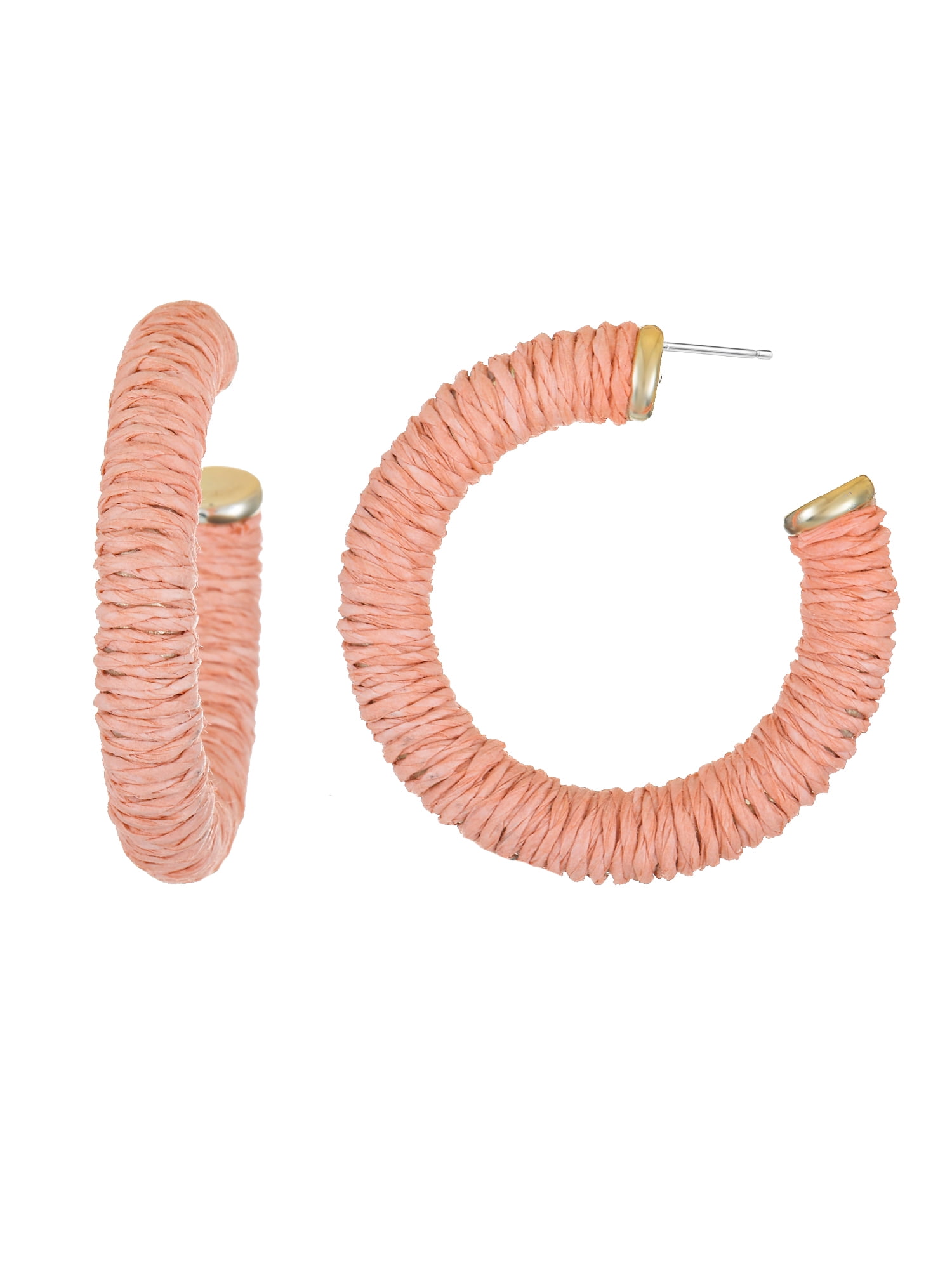 Time and Tru Wrapped Hoop Earrings, Pink, 1 Pair