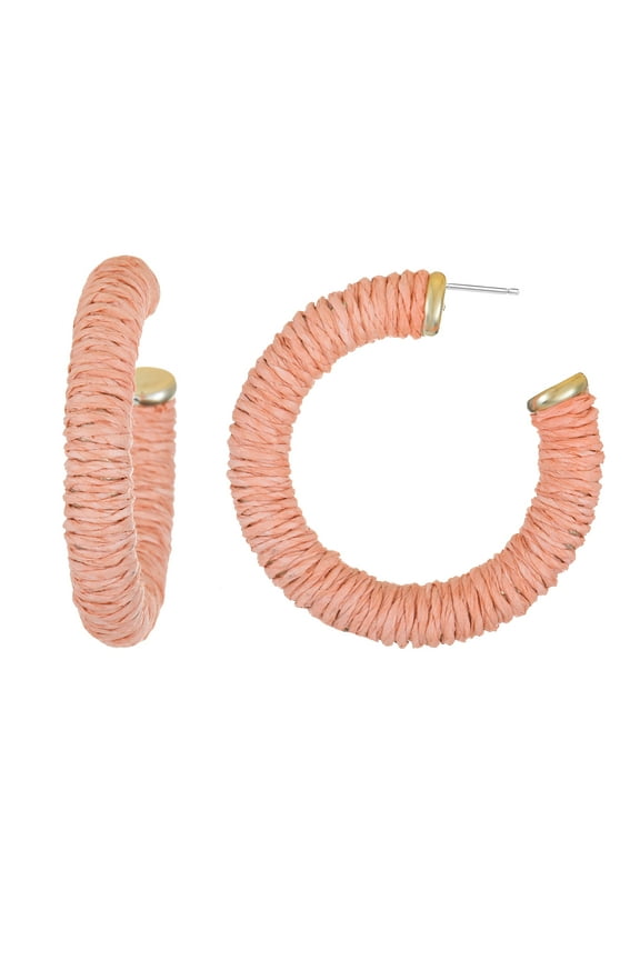 Wrapped Hoop Earrings, Pink, 1 Pair