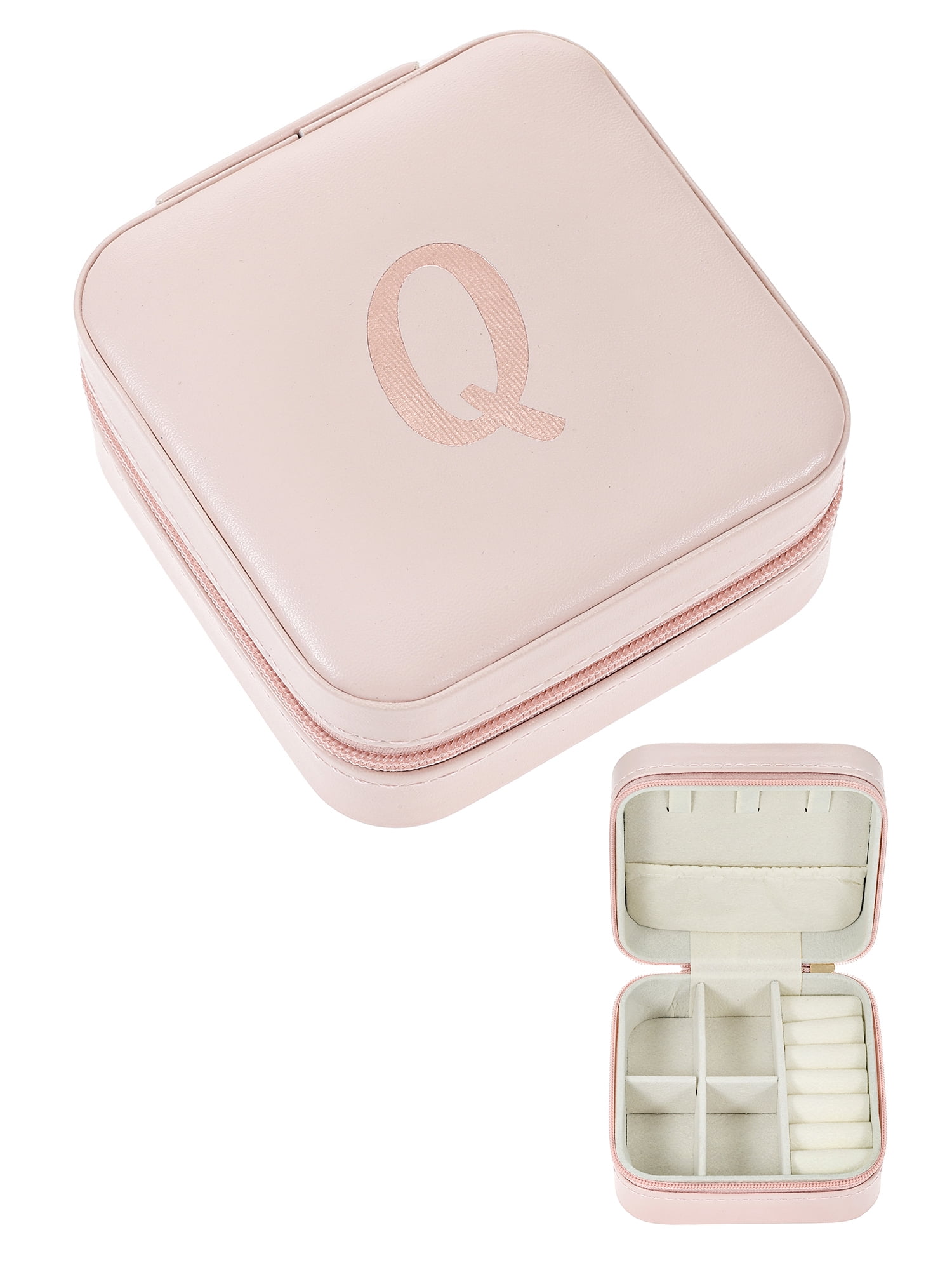 Time and Tru Zippered Jewelry Organizer, Blush, Letter Q