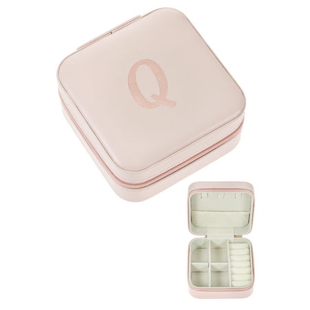 Time and Tru Zippered Jewelry Organizer, Blush, Letter Q