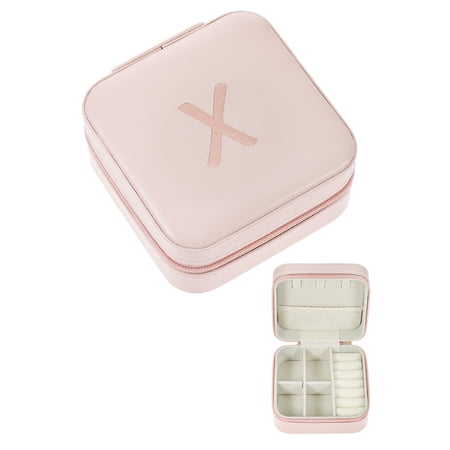 Time and Tru Zippered Jewelry Organizer, Blush, Letter X