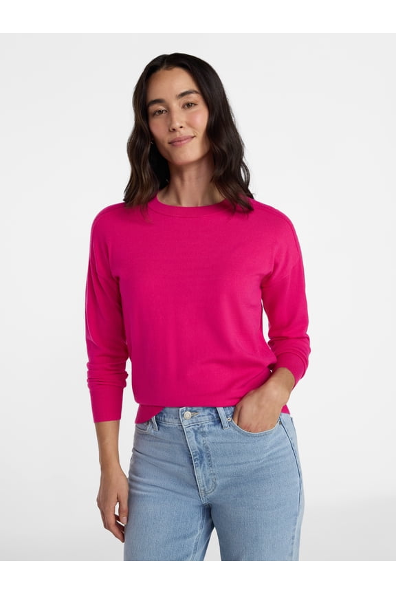 Women's Crewneck Sweater with Long Sleeves, Lightweight, Sizes XS-XXXL