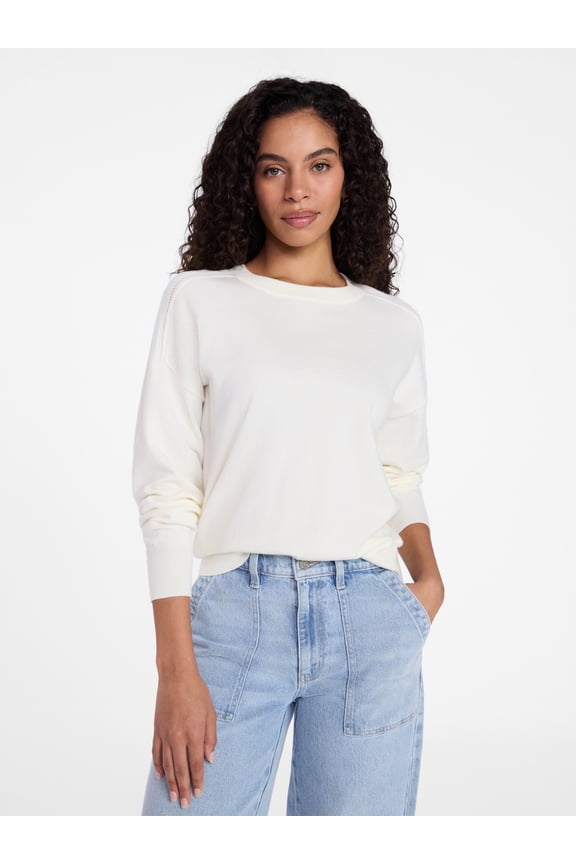 Women's Crewneck Sweater with Long Sleeves, Lightweight, Sizes XS-XXXL